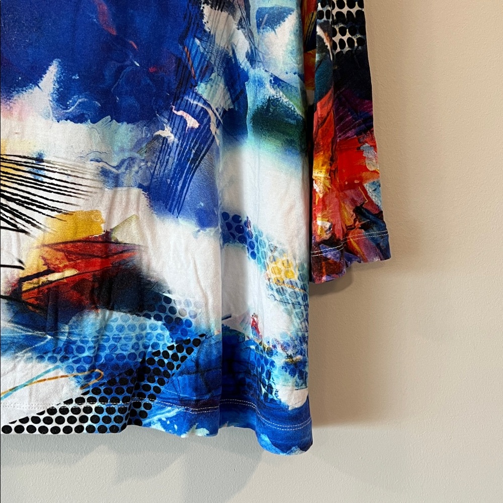 Ali Miles‎ - petite large, abstract 3/4 length blouse - Picture 3 of 8
